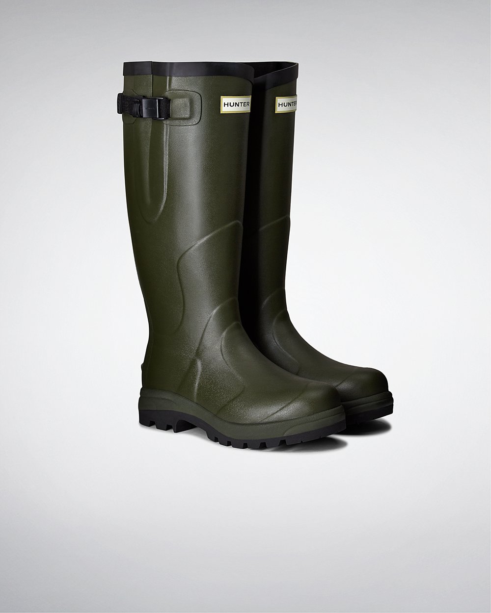 Womens Hunter Balmoral Classic - Tall Rain Boots Dark Olive - 9465-DJKPS